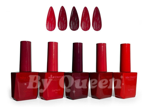 Gama A Miss Cherry Gel Semipermanente 5 Pzs | Rojo | 12 Ml 