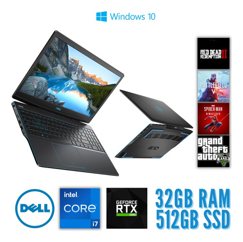 Notebook Gamer Dell G3 3500 -  I7-10750h 32gb 512ssd - W10