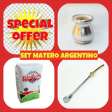 Oferta Promo !set Mate!mate Aluminio-madera+punto Rojo+yerba