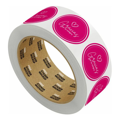 100 Etiquetas Gracias Por Tu Compra, Rollo Sticker 4 Cm Color Fucsia Diseño Impreso Gracias Por Tu Compra | Envío gratis