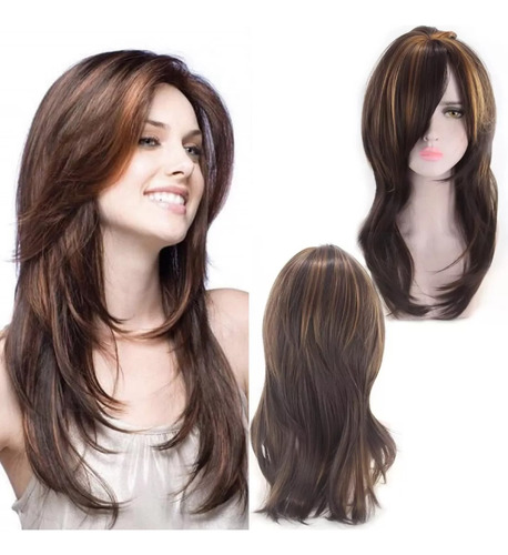 Peluca Claro Larga Cabello Bob Sintetica Para Mujer Cosplay