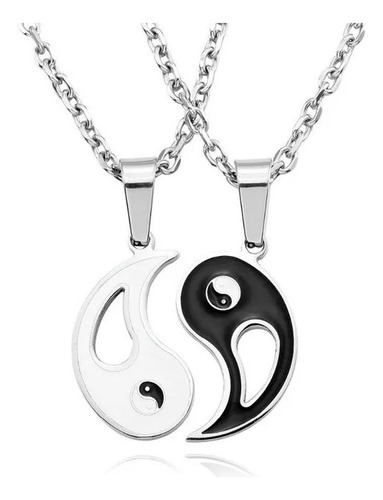 Collar Yin Yang Para Compartir Parejas Amigos Acero Estuche