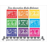 Decoración Papel Picado Boda Colores 30 Tiras 5.5 Mt