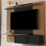 Painel Para Tv Até 65 Polegadas Luxo 2 Portas 2 Prateleiras Cor Preto