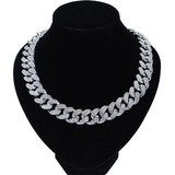 , Collar De Cadena Cubana Con Diamantes De Imitación De 20