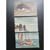 3 Postales Antiguas Barcos Serie 490