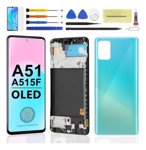 Pantalla Para Samsung A51 A515f Con Marco Amoled Y Tapatrasa