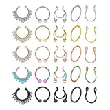 25pcs Anillos Falsos De Acero Inoxidable Para Nariz, Labio, 