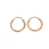 Par De Aros Argollas Cubanos 13 Mm De Oro 18k Amarillo