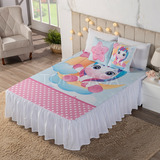 Colcha Casal Cobre Leito Infantil Minnei Vermelho Cor Unicornio Baby