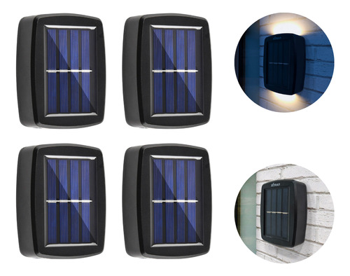 4un Solar Led Arandela Área Externa Casa Ambiente Fotocélula