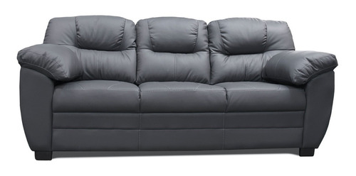 Sofa De Piel - Toscana - Conforto Muebles Color Gris Oxford
