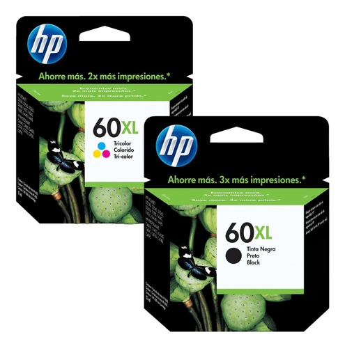 Kit Cartucho Hp 60xl Color + Black Original D1660 F2420 4680