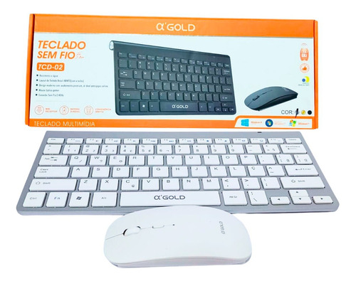 Kit Teclado E Mouse Wireless Sem Fio Ultra Slim 2.4g Premium
