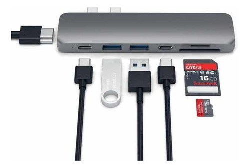 Hub Satechi Doble Usbc - Hdmi - Sd Y Mini Sd - 2 Usb 2 Usbc