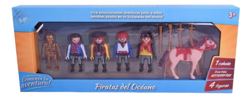 Muñecos Piratas/ Epoca Roman X 5 Mas Caballo Tipo Playmo 
