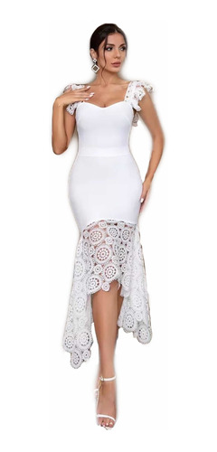 Vestidos Blanco Fiesta Novia Civil Corto Sexy Elegante Ad