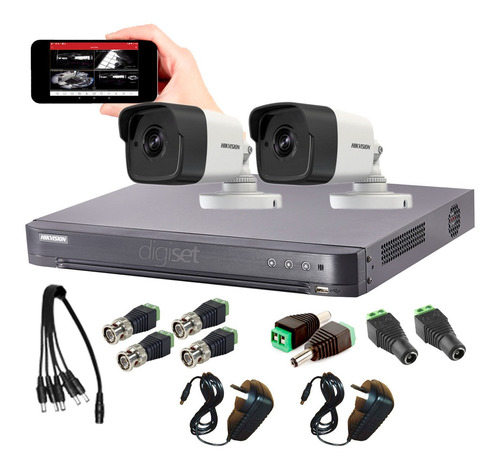 Kit Seguridad Hikvision Dvr 4ch + 2 Camaras + Conectores