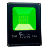 Reflector Led 20w 110v Luz Paquete 10 Pzas Carcasa Negro Luz Verde