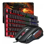 Kit Teclado Semi Mecanico Mouse Gamer Led Mousepad