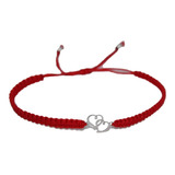 Nueva Pulsera Plata Ley 925 B206 Doble Corazón Amor Tejida