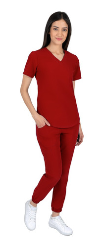 Pijama Quirurgica Jogger Antifluidos Mujer Rojo