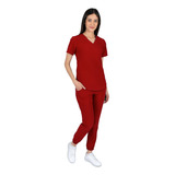 Pijama Quirurgica Jogger Antifluidos Mujer Rojo
