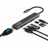 Adaptador Usb-c 7 En 1 Hdmi 4k Usb 3.0 Lector Tarjetas Hub