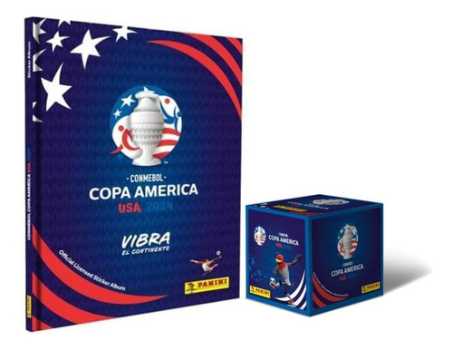 Kit Álbum Copa América 2024 Usa Panini Azul Tapa Dura + 50 Packs De Láminas En Caja