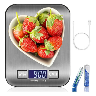 Báscula Cocina Digital Usb Recargable, Báscula De Acero Color Usb-10kg- Plateado | MercadoLibre