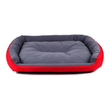 Cama Grande Para Perro Resistente Color Rojo / Gris