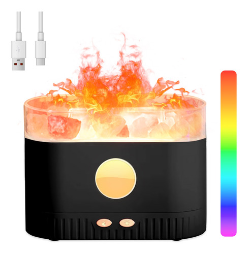 Humidificador Con Simulación De Llama Y 7 Colores De Luz