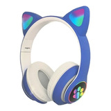 Audífonos Gamer Inalámbricos Cat Stn-28 Azul Con Luz  Rgb Led
