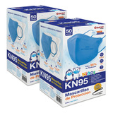 Cubrebocas Kn95 De Niños Tapabocas Mascarilla Infantil 100pz Color Azul Claro