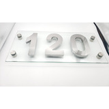 Números Residencial Em Aço Inox Com Placa De Vidro Luxo 16cm