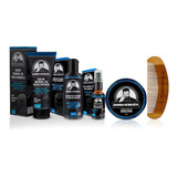 Kit Balm Óleo Shampoo Cera Pente Curvo Para Barba Robusta