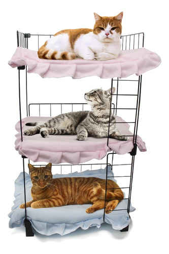 Beliche Caminha Sofá Casa Para Pet Gato Treliche 3 Andares Cor Branco Com 1 Colchão Fêmea E 2 Macho