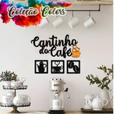 Kit Cantinho Do Café Mdf Kit 4 Peças Detalhe Laranja