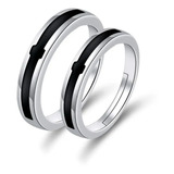 Anillos Parejas Novios Plateado Negro Ajustable