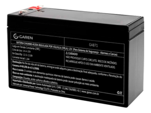 Bateria 12v, 7a Para Alarme, Cerca Elétrica, Etc - Garen
