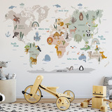 Calcomanías De Pared Con Diseño De Mapa Del Mundo Animal, Di