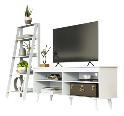 Mueble Tv Hasta 65 Pulgadas Madesa Udine + Escalera