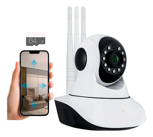 Camara 3 Antenas Wifi 1080p Motorizada 360° + Memoria 64gb