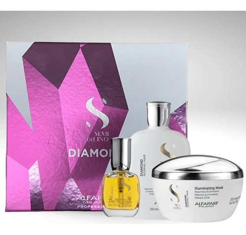 Alfaparf Diamond: Shampoo 250ml + Máscara 200ml + Óleo 15ml