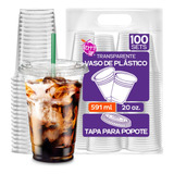 VASO PLÁSTICO FIESTA 16OZ. CON TAPA Y POPOTE BLANCO