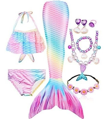 Colas De Sirena Para Natación Para Niñas, Traje De Baño Para