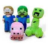 Minecraft Peluches 4-kit Steve, Zombie, Creeper Y Cerdo 30cm