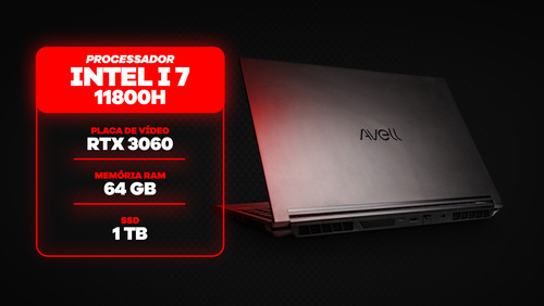 Avell A 70 Mob Rtx3060 I7 64gb Ram 1tb Ssd