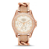 Reloj Fossil Es3466 Mujer Analógico Multifunción Fechador Color De La Malla Rose Color Del Bisel Rose Color Del Fondo Blanco