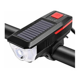 Farol Bike Lanterna Led Usb Recarregável Solar Buzina Zem